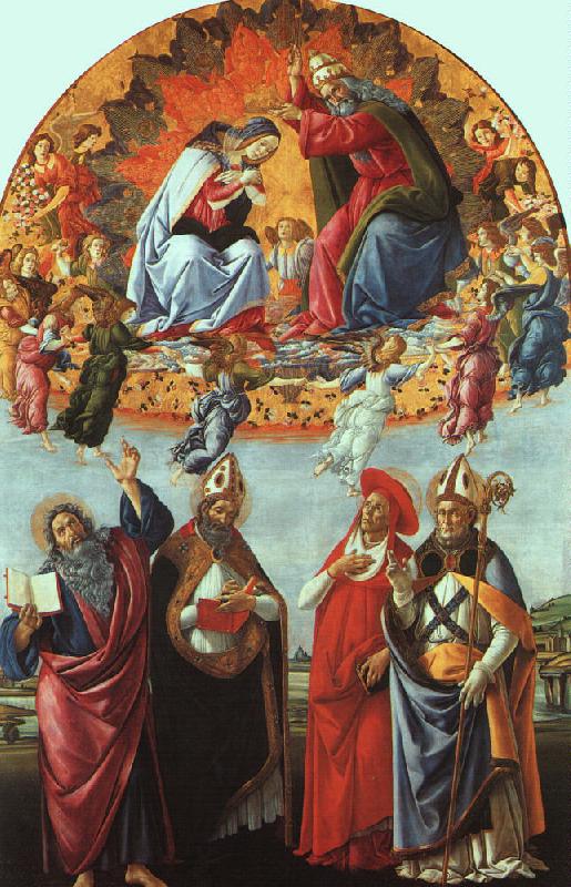 BOTTICELLI, Sandro The Coronation of the Virgin (San Marco Altarpiece) gfh oil painting image